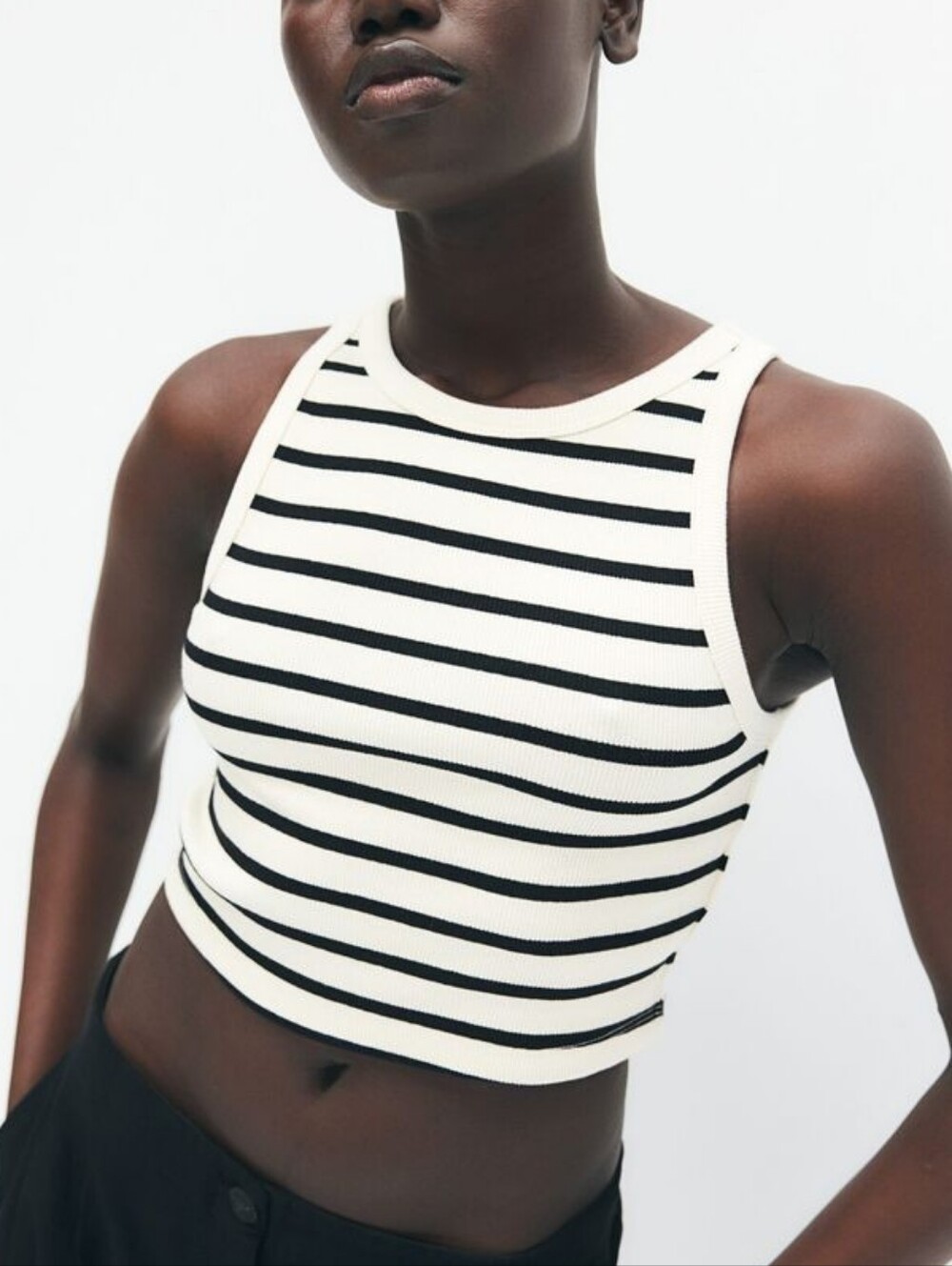 H&M Striped Ribbed Crop Tank